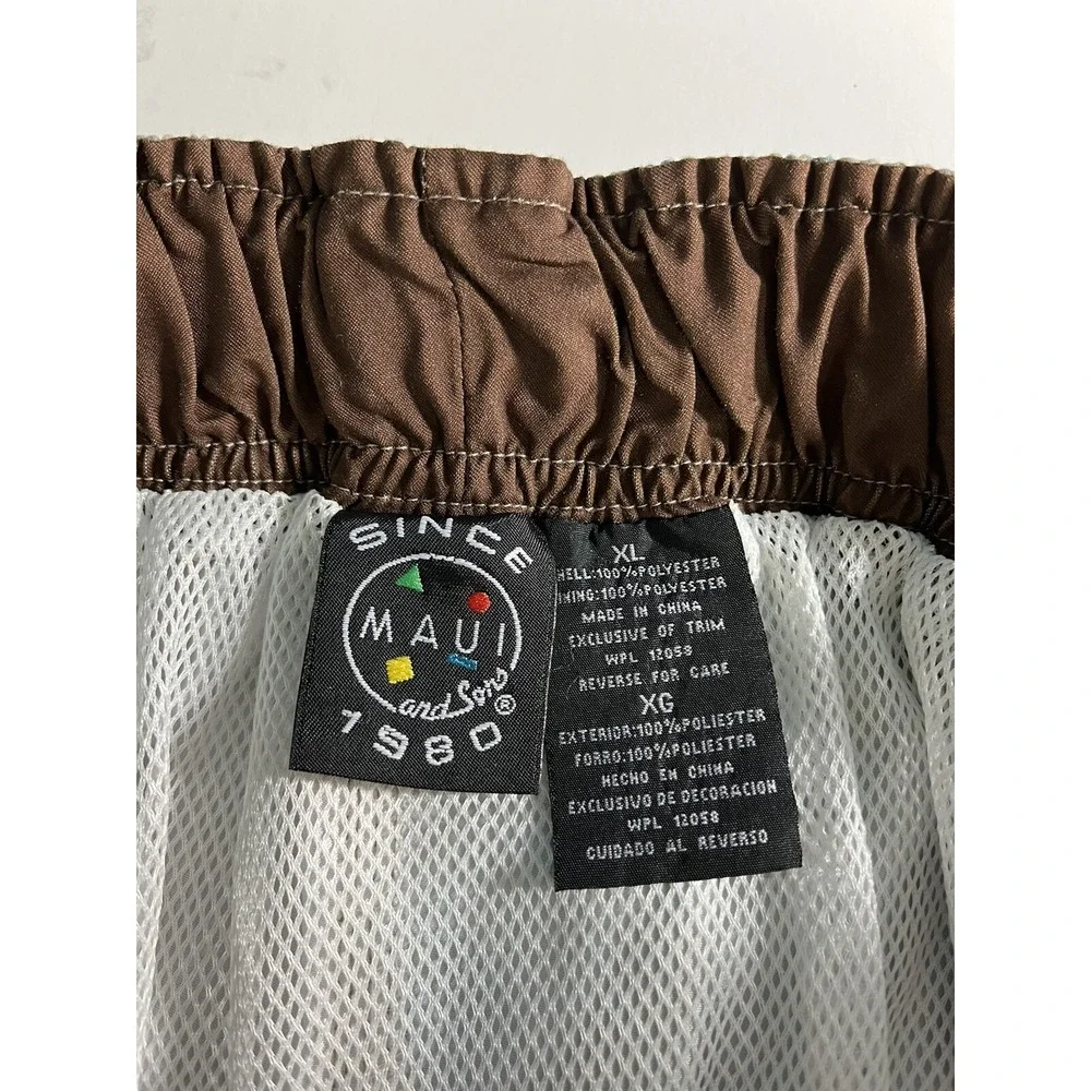 Maui and Sons Men's Board Shorts Swim Trunks Mesh Lined Size XL Argyle